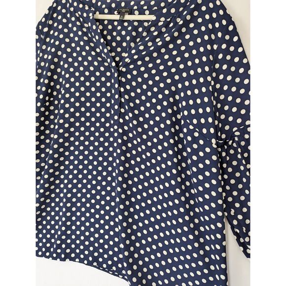 Talbots Womens Size‎ 2X Dark Blue Polka-dot Pull Over Top Long Ballon Sleeves - Picture 2 of 8